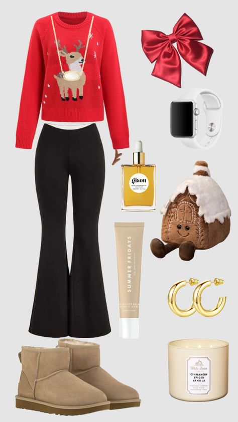 Cute Christmas Cute Christmas Eve Outfits For Teens, Cute Christmas Outfits For School, Christmas Outfits For School, Christmas Eve Outfits For Teens, Simple Christmas Outfits, Christmas Eve Outfit, Christmas Fits, Cute Christmas Outfits, Outfits For School