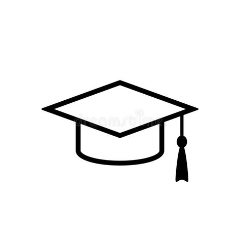 Grad cap outline icon. Clipart image isolated on white background vector illustration Grad Cap Drawing Easy, Grad Cap Clip Art, Graduation Cap Tattoo, Graduation Cap Drawing Easy, Graduation Drawing Ideas Easy, Graduation Cap Outline, How To Draw A Graduation Cap, Graduation Cap Doodle, Grad Hat Drawing