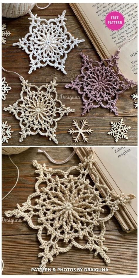 Christmas Garlands Ideas, Christmas Crochet Ornaments, Free Crochet Snowflake Patterns, Crochet Christmas Snowflakes, Crochet Christmas Garland, Crochet Star Patterns, Crochet Christmas Ornaments Free, Ornaments Crochet, Ornaments Ideas