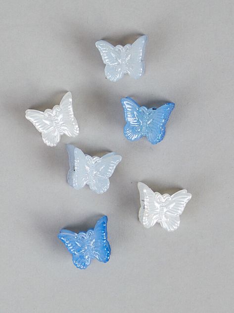 Sky Blue Hair Color, Blue Butterfly Hair Clips, Blue Hair Clips, Sky Blue Hair, Baby Blue Hair, Blue Hair Color, Cinderella Hair, Aesthetic Era, Blue Hair Accessories