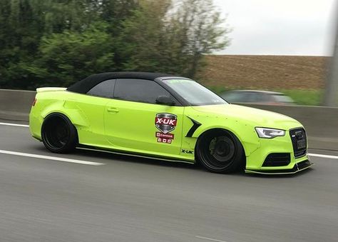 #Audi #A5 #S5 #RS5 #Vert #Convertible #Modified #WideBodyFlares #Slammed #AcidGreen Audi A5 Convertible, Audi A5, Dream Cars, Convertible, Audi, Sports Car, Cars, Vehicles, Sports