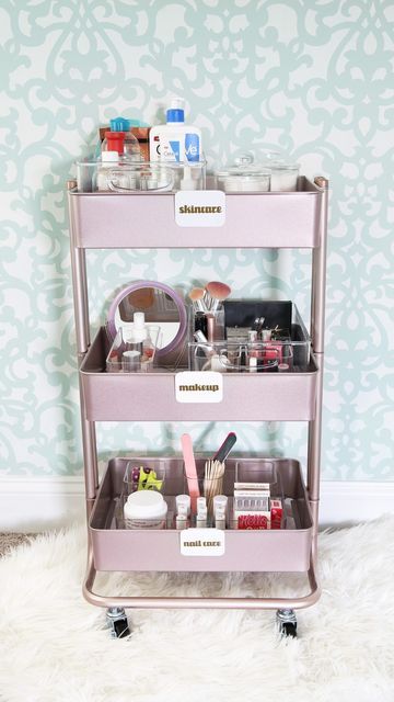 Ikea Cart Organization, Cart Organization Ideas, Rolling Cart Organization, Abby Organizes, Abby Lawson, Ikea Cart, Apartment Designs, Organization Cart, Cart Ideas