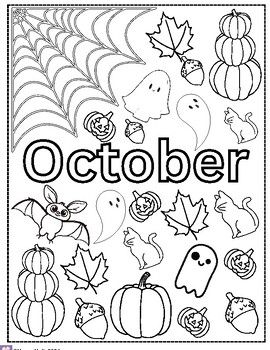 October Coloring Page October Art Projects For Kids Preschool, October Worksheets, Doodles Borders, October Coloring Pages, Mini Coloring Pages, Cute Halloween Pictures, October Bujo, Preschool Pumpkin, Class Worksheets