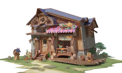 ArtStation - Cafe concept Fantasy Cafe Concept Art, Fantasy Shop Concept Art, Cafe Concept Art, Fantasy Cafe, Building Map, Fantasy Shop, Fantasy Town, Cafe Concept, Village Resort