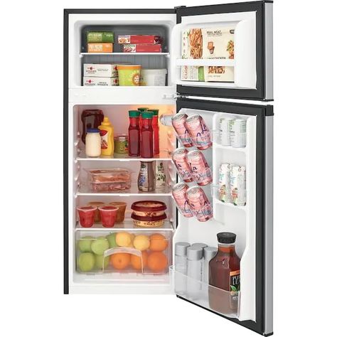 Frigidaire 4.5-cu ft Freestanding Mini Fridge Freezer Compartment (Silver Mist) in the Mini Fridges department at Lowes.com Glass Lighting Design, Door Texture, Mini Fridge With Freezer, Can Dispenser, Door Rack, Small Fridges, Silver Mist, Small Refrigerator, Stainless Steel Cabinets