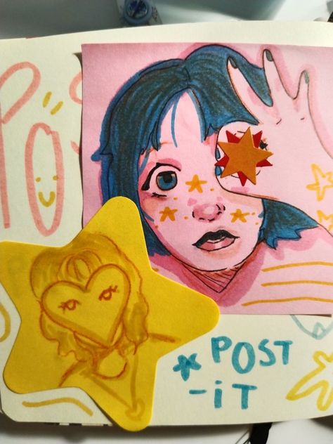 Things To Draw On Post It Notes, Art Journaling Prompts, Sketch Book Ideas, Sketchbook Inspo, Swag Art, Sketchbook Art Journal, Art Diary, Arte Sketchbook, Sketchbook Pages