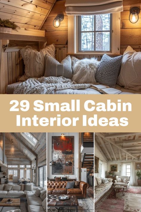 Inspired by the ruggedness of the Old West, these cabins feature rustic woods, leather, and Native American patterns, perfect for adding character to small spaces. Click or tap to explore more Old West-inspired cabin designs. Cabin Interior Ideas Rustic Charm, Small Country Home Ideas, Northern Cabin Interior, Old Rustic Cabin Interiors, Cabin Core Interior, Inside Rustic Cabins, One Room Cabin Ideas, Western Tiny Home Ideas, Cedar Room Ideas