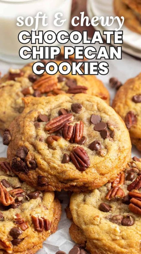 Chocolate Chip And Pecan Cookies, Chocolate Pecan Cookies, Chocolate Chip Pecan Cookies, Sunny Kitchen, Cinnamon Roll Cookies, Cookies Bars, Food Trip, Perfect Chocolate Chip Cookies, Ketosis Diet