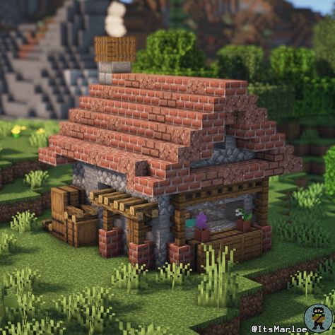 Marloe (@itsmarloe) • Instagram-Fotos und -Videos Medieval Cottage Minecraft, Village Houses Minecraft, Minecraft Stonemason Workshop, Minecraft Stone Mason House, Small Stone House Minecraft, Medieval Mine Minecraft, Minecraft Wood Cottage, Stone House Minecraft, Minecraft Village Houses