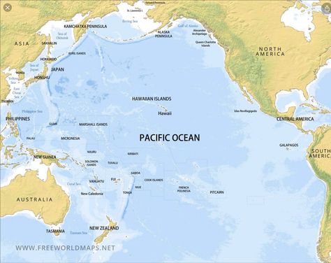 Pacific Ocean Map, Tuvalu Island, Kuril Islands, Gulf Of Alaska, Sea Map, Global Map, General Science, Southern Pacific, Sea Of Japan