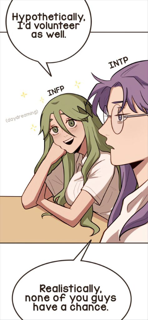 Thank ya'll so much for 3k followers!  -  MBTI art (infp, esfj, enfp, intp, estp)  -  Credit: @prollycarmen , webtoon: "Absolutely Incorrect MBTI" Incorrect Mbti, Enfp Intp, Intp Relationships, Infp T Personality, Infp Relationships, Intp Estp, Enfp Relationships, Enfp Personality, Enneagram 4