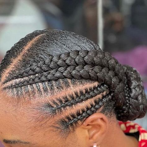 Simple All Back Hairstyles, Easy Braids To Do On Yourself, Braids 2024, Thick Braids, Natural Hair Flat Twist, Cornrows Updo, Cornrow Hairstyle, Black Hair Bun, Flat Twist Hairstyles