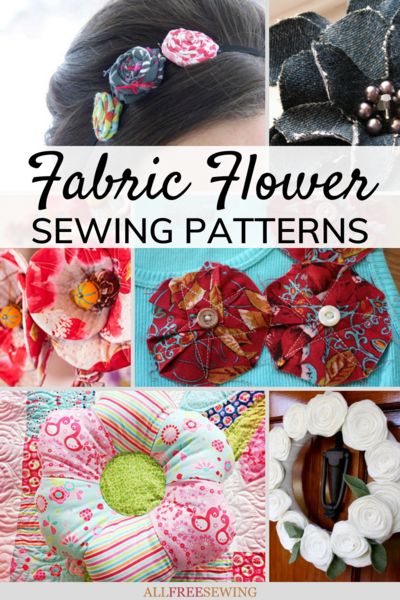 30+ Fabric Flower Patterns Sew Flowers, Make Fabric Flowers, Easy Fabric Flowers, Flower Fabric Pattern, Fabric Flower Headbands, Fabric Flower Pins, Plush Flower, Spring Sewing, Making Fabric Flowers