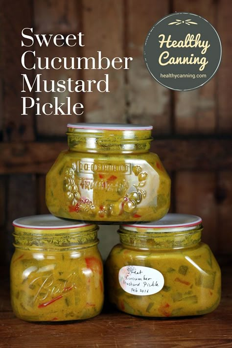 Mustard Pickle Recipe, Pickles Cucumbers, Healthy Canning, Cucumber Canning, Canning Pickles, Home Canning Recipes, Canning Vegetables, Mustard Pickles, Relish Recipes