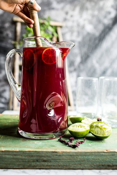 Hibiscus, lemongrass, Basil and Honey Sweet Iced Tea | halfbakedharvest.com @hbharvest Best Iced Tea Recipe, Glace Fruit, Sweet Iced Tea, Iced Tea Recipes, Vodka Drinks, Hibiscus Tea, Half Baked Harvest, Halloween Drinks, Craft Cocktails