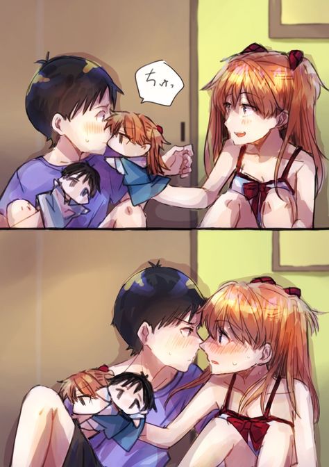 Asuka X Shinji, Shinji X Asuka, Evangelion Shinji, Evangelion Art, Neon Evangelion, Asuka Langley, Romantic Anime Couples, Rei Ayanami, Mecha Anime