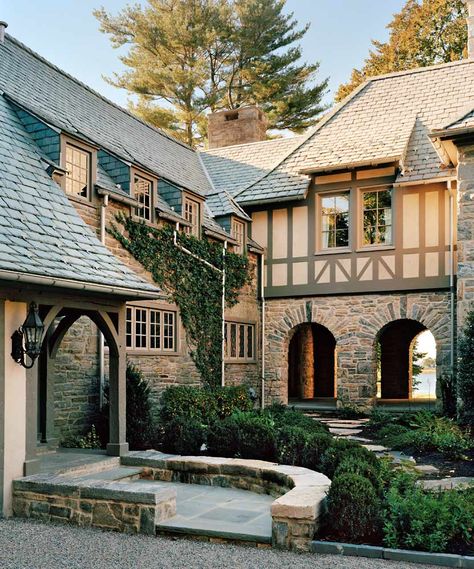 Douglas VanderHorn Architects | Waterfront French Normandy Style | Corner Detail Different House Styles, French Style Homes, Tudor Style Homes, English Tudor, Interior Minimalista, French Architecture, Tudor House, Tudor Style, French Cottage