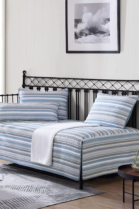 Nautica - Daybed Cover Set, Cotton Reversible Bedding Set with Matching Shams & Pillow Cover, Home Decor for All Seasons (Jettison Grey, Daybed) How To Make A Daybed, Make A Daybed, Daybed Bedroom, Grey Daybed, Daybed Room, Daybed Sets, Daybed Cover Sets, Reversible Bedding, Daybed Covers