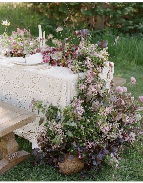 Flower Runner, Floral Runner, Lilac Wedding, Spring Wedding Inspiration, Weddings By Color, Floral Table Runner, Spring Wedding Flowers, Outdoor Display, Wedding Inspiration Fall