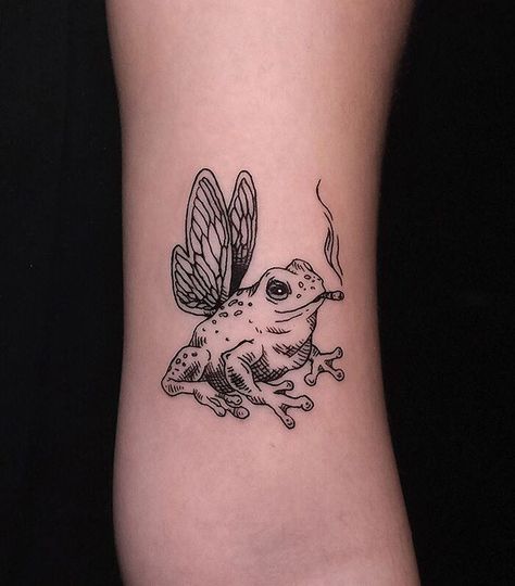 Snail With Wings Tattoo, Winged Animal Tattoo, Frog With Angel Wings Tattoo, Frog And Butterfly Tattoo, Turtle Flash Tattoo, Scorpion And Frog Tattoo, Frog With Wings Tattoo, Scattered Tattoos, Good Tattoo Ideas