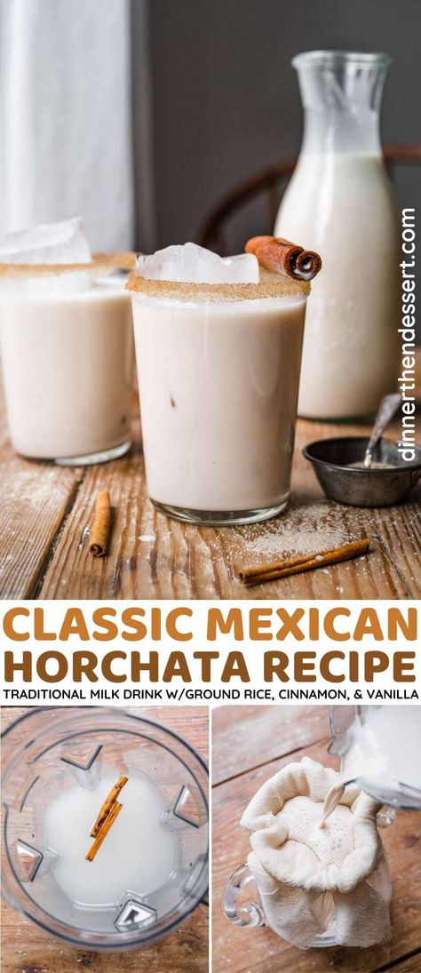 Horchata Recipe Mexican, Rice Cinnamon, Horchata Drink, Mexican Horchata, Homemade Horchata, Horchata Recipe, Cinnamon Drink, Mexican Drinks, Liqueurs Recipes