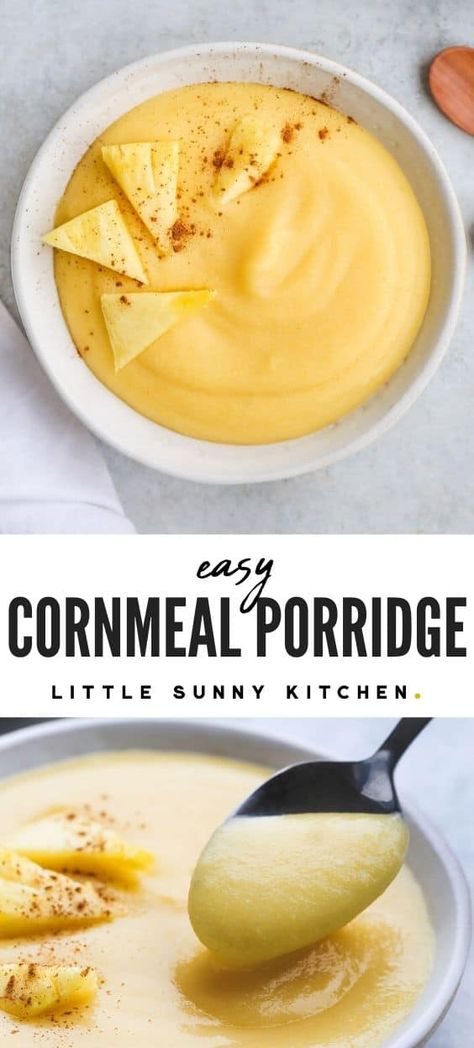 This traditional Jamaican cornmeal porridge makes a healthy hearty breakfast. It's so creamy, warming, tasty and filling. #cornmealporridge #polentaporridge #jamaicanporridge #caribbeanrecipe Spanish Porridge, P.a.n. Cornmeal Recipes, Corn Meal Recipes Healthy, Cornmeal Recipes Easy, Corn Meal Porridge Jamaican, Healthy Cornmeal Recipes, Jamaican Porridge Recipes, Corn Porridge Recipe, Cornmeal Breakfast