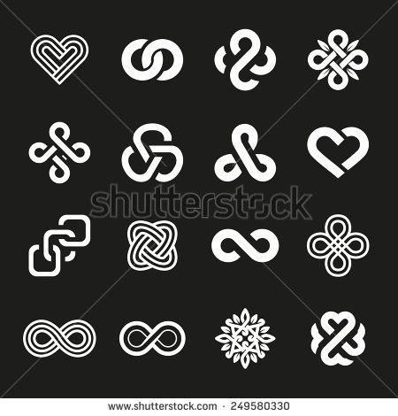 Vector set of abstract line logos and infinity signs - graphic design elements and emblems on black background - stock vector 3 Elements Logo, Infinite Logo, Infinity Signs, Logo Infinity, Jewelry Logo Design, S Logo Design, Online Logo Design, Graphic Design Elements, Jewelry Logo