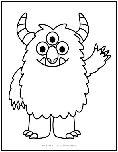 Monsters may be scary when they’re under the bed or lurking in the shadows, but this three-eyed guy is too cute to scare anybody. Kids can definitely use their imagination with this one, making him any color they choose! Monsters Coloring Pages, Monster Quilt, Zoo Coloring Pages, Tumblr Coloring Pages, Super Coloring Pages, Monster Activities, Fnaf Coloring Pages, Monster Clipart, Monster Coloring Pages