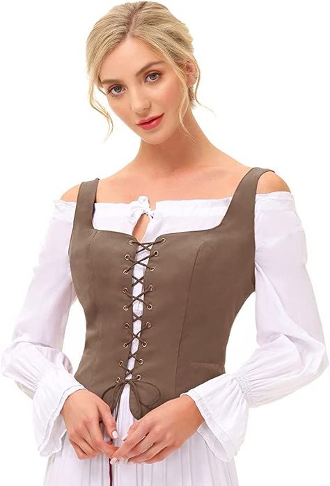 Ready to turn heads?? Peasant Bodice, Maids Costume, Corset Vest, High Low Blouse, Faux Suede Fabric, Vest Coat, Cosplay Dress, Printed Tank Tops, Boho Chic Fashion