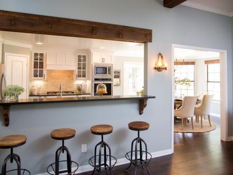 Dining Room Exposed Beams, Wall Between Kitchen And Living Room, Kitchen Pass Through, Open Kitchen And Living Room, Load Bearing Wall, Architectural Engineering, Smitten Kitchen, Engineering Student, Living Room Remodel