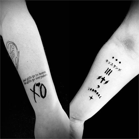 Weeknd Tattoo Xo, The Weeknd Album Symbols, The Weekend Inspired Tattoo, The Weeknd Tattoo Ideas After Hours, Kissland Theweeknd Tattoo, Kiss Land Tattoos The Weeknd, Trilogy Tattoo The Weeknd, Starboy Tattoo The Weeknd, The Weeknd Kissland Tattoo