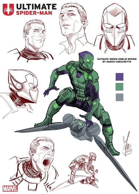 Spiderman Comic Art, Marvel Concept Art, Marvel Character Design, Ultimate Marvel, Image Spiderman, Ultimate Spider Man, Bd Art, Superhero Villains, Univers Dc