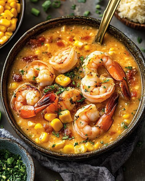 This Shrimp and Corn Bisque is the epitome of Southern comfort. Its creamy base, infused with cajun seasoning, bacon, and sherry, creates a robust, flavorful experience in every spoonful. The ... Read more Crab And Corn Bisque New Orleans, Shrimp And Crawfish Bisque, Catfish And Grits, Shrimp And Corn Bisque, Crab And Corn Bisque, Shrimp And Corn Soup, New Orleans Shrimp, Crawfish Bisque, Lobster Cream Sauce