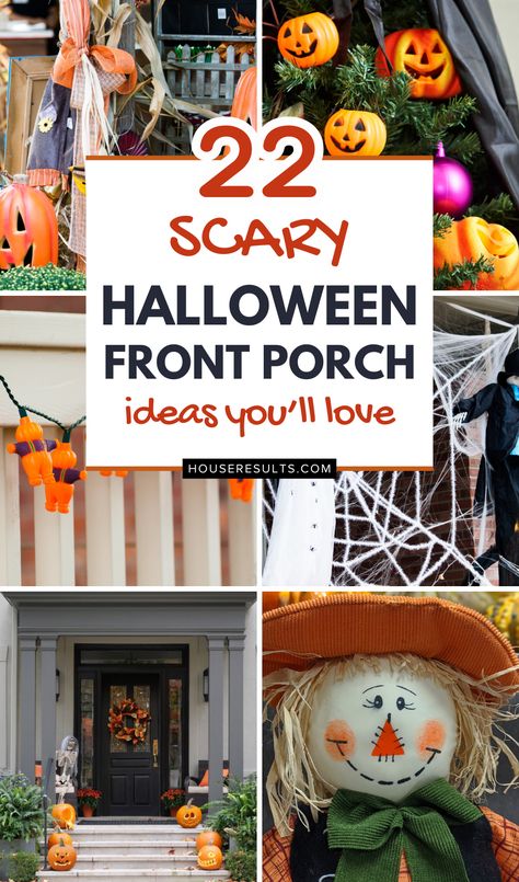 Get into the Halloween spirit with our front porch decor ideas! 🦇🎃 From eerie lighting to creepy decorations, find everything you need for a spooky porch. These Halloween front porch decor ideas will inspire you. Check them out! 🕸️ #HalloweenInspo #SpookyPorch #PorchDecor Scary Halloween Front Porch, Small Front Porch Decor, Front Porch Decor Ideas, Porch Table, Halloween Outside, Halloween Room, Halloween Front Porch Decor, Creepy Decor, Halloween Room Decor