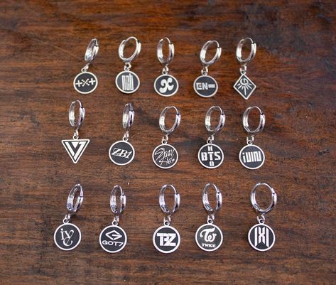 Straykids Earrings, Kpop Idol Earrings, K Pop Logo, Personalized Adjustable Kpop Style Jewelry, Ateez Earrings, Personalized Kpop Jewelry For Gifts, Pop Logo, One Earring, Earring Hoops