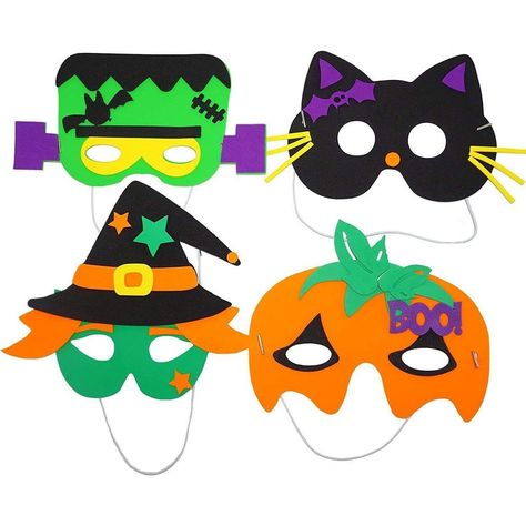 Looking for a fun way to get your kids excited about Halloween? Our mask making kit is just what you need! This amazing kit comes with 24 masks and a bunch of foam pumpkins for crafts, perfect for sparking your child’s creativity. Transform ordinary days into Halloween celebrations with our halloween crafts for kids, and watch them enjoy making spooky masks for all ages. SPOOKTACULAR DESIGNS AWAIT: Dive into the spooky fun with our foam craft kit! It’s packed with other cool decorations like hal Halloween Foam Crafts, Halloween Mask Craft, Masquerade Halloween Party, Diy Halloween Masks, Halloween Craft Kits, Diy Masks, Party Make-up, Mascaras Halloween, Halloween Crafts For Toddlers