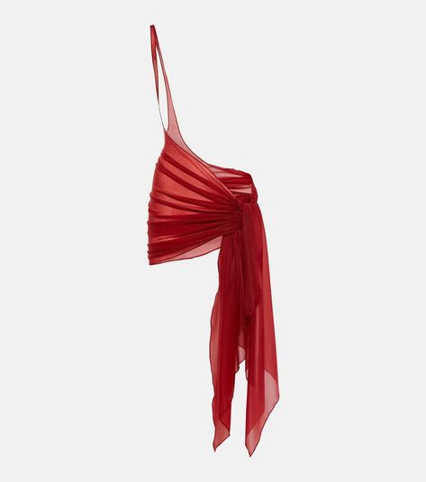 One-shoulder jersey beach cover-up in red - Mugler | Mytheresa Jersey Beach, Name Dark, Looks Party, Cover Beachwear, Fashion Design Clothes, Beach Covers, Club Outfits, Sarong, Teen Fashion Outfits