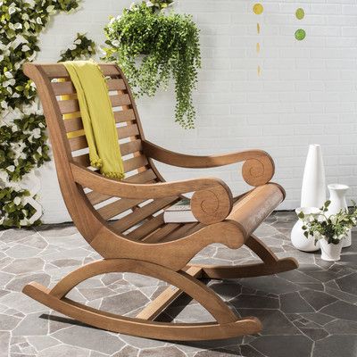 Look what I found on Wayfair! Wooden Rocking Chair, Rocking Chair Porch, Porch Rocker, Wood Rocking Chair, Patio Rocking Chairs, Eucalyptus Wood, Wicker Chairs, Outdoor Rocking Chairs, Cool Chairs