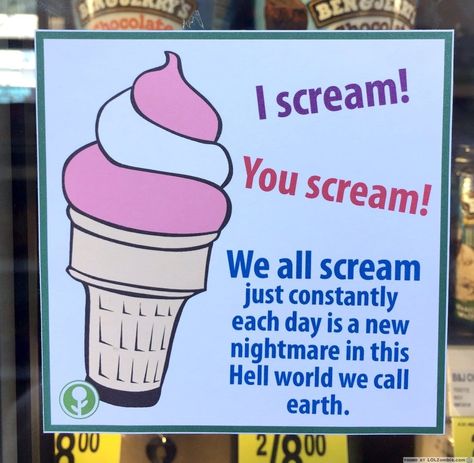 We all scream cause we're T-E-R-R-I-F-I-E-D of what's around the corner... 4 Panel Life, Tenacious D, Hermann Hesse, Funny Pictures With Captions, I Scream, Six Feet Under, Top Funny, Intp, My Chemical