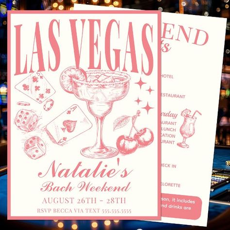 Las Vegas Bachelorette Party Customized Itinerary Invitation Vegas Theme Invitations, Vegas Wedding Itinerary, Las Vegas Bachelorette Party Theme, Bachelorette Party Ideas Las Vegas, Vegas Bachelorette Party Themes, Casino Bachelorette Party, Vegas Bachelorette Party Favors, Bachelorette Card, Itinerary Invitation