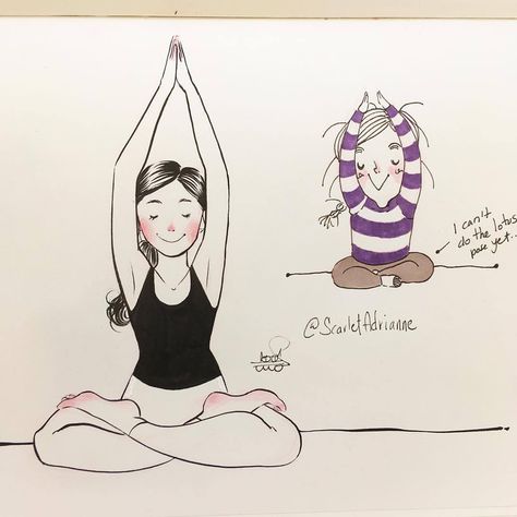 Scarlet Adrianne Yoga Drawing Illustrations, Yoga Animation, Today Is The Best Day, Yoga Cartoon, Yoga Drawing, Out Of Breath, Yoga Illustration, Sketchbook Sketches, Cardio Exercises