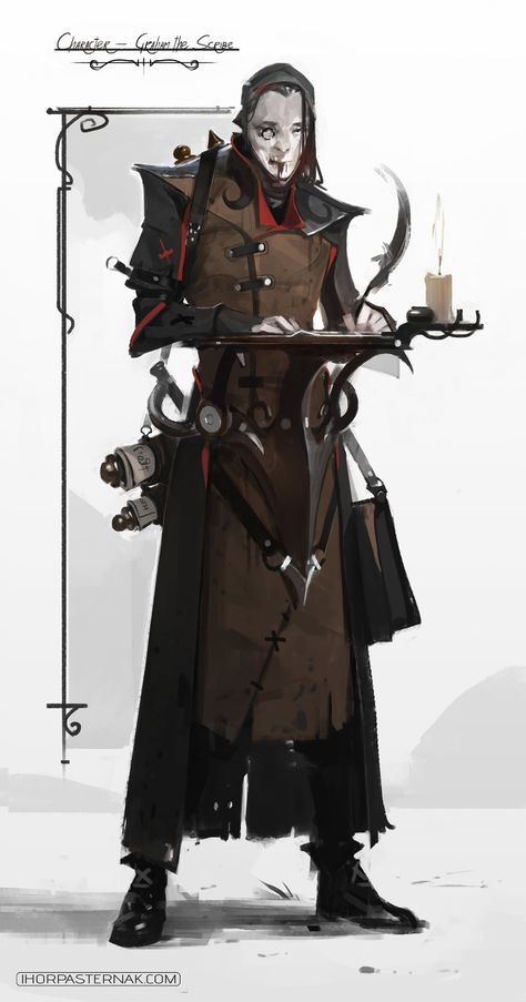 ArtStation - FIELD OF THORNS • GRAHAM THE SCRIBE, IHOR PASTERNAK Dungeons And Dragons Characters, Concept Art Character, Modern Fantasy, Fantasy Warrior, Fantasy Rpg, Creature Concept, Dieselpunk, Character Creation, Dnd Characters