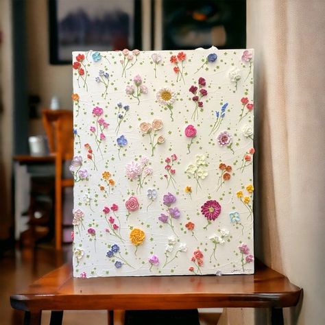 Thick Acrylic Painting - Etsy Nigeria Painting With White Background, Textured Art Flowers, Wedding Gift Painting, Minimalist Flower Painting, Neutral Abstract Art, Acrylic Flower Painting, Floral Composition, Acrylic Flower, Home Decor Wedding