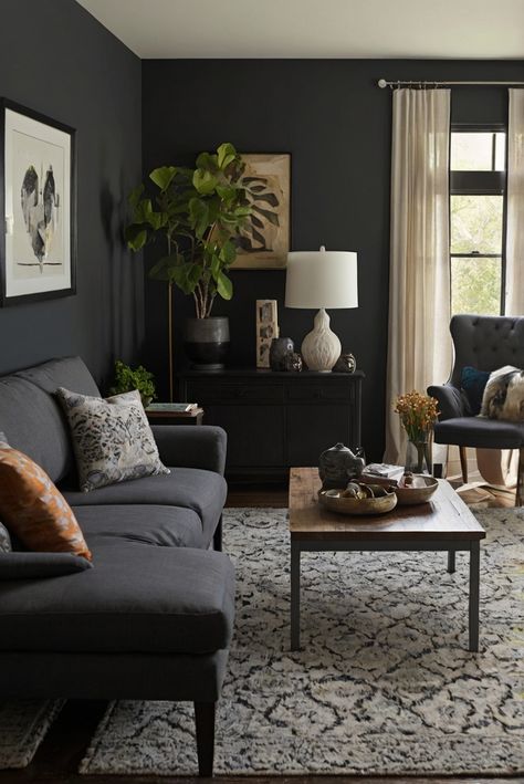 Step into the world of Black Fox (SW 7020) - a bold and beautiful top 2024 paint pick! Discover daily routines, interior design tips, and stunning decor ideas here. #Ad #homedecor #homedesign #wallpaints2024 #Painthome #interiorarchitecture Wall Colors Green Living Room Colors
Bright Living Room Colors
Apartment Renovation
Living room Remodeling
Modern Paint Colors
2024 Moody And Bright Living Room, Sw Black Fox Paint, Colorful Living Room Bright, Moody House, Arrange Furniture, Arranging Furniture, Modern Paint Colors, Dark Blue Living Room, Fall Furniture