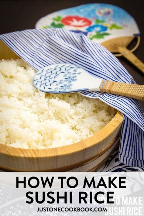 Learn how to make sushi rice perfectly every time with step-by-step pictures and a video tutorial. All you need is simple ingredients such as sushi vinegar, sugar, salt and dashi kombu. Once you master the secret of making the rice, you will be ready to dish up all kinds of mouth-watering sushi recipes! #sushirice #sushi #howtomakesushirice #easyjapaneserecipes | More Japanese Recipes at JustOneCookbook.com Cook Sushi Rice, Sushi Easy, Make Sushi Rice, Make Sushi, Easy Japanese Recipes, Colorful Mosaic, How To Make Sushi, Japanese Recipes, Sushi Recipes