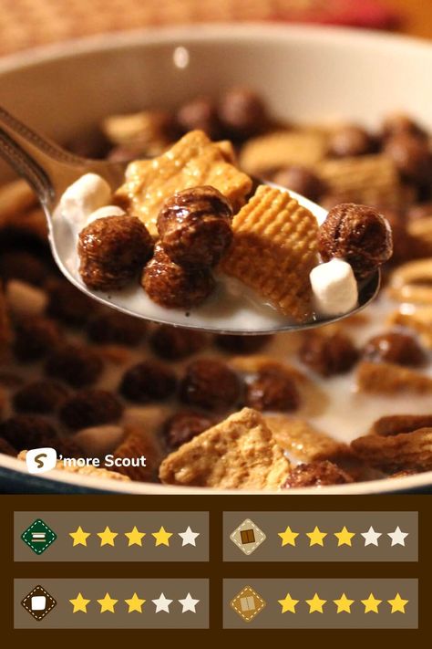 Recipe: Golden Grahams & Cocoa Puffs S’mores Cereal Golden Puffs Cereal Recipes, Homemade Chocolate Cereal, Cocoa Puffs Cereal, Golden Grahams Cereal, Marshmallow Cereal, Chocolate Shots, Cocoa Puffs, Lucky Charms Marshmallows, Cereal Containers