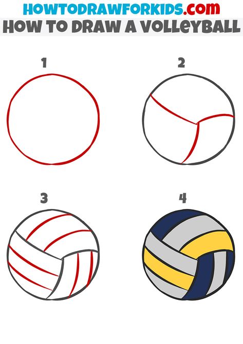 Draw A Volleyball, Volleyball Drawing, Easy Sketches For Beginners, Sharpie Drawings, Playing Volleyball, Volleyball Net, Ball Drawing, Easy Doodles, Drawing Tutorials For Kids