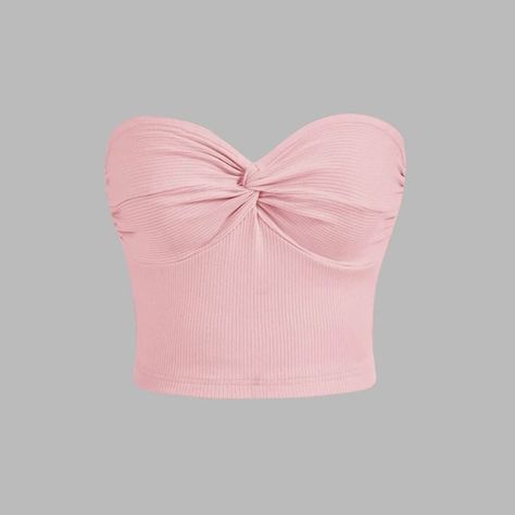 Bando Top Outfits, Shein Essentials, Y2k Fashion Men, Baby Pink Top, Light Pink Top, Pink Tube Top, Dream Wishlist, Bralet Tops, Light Pink Tops