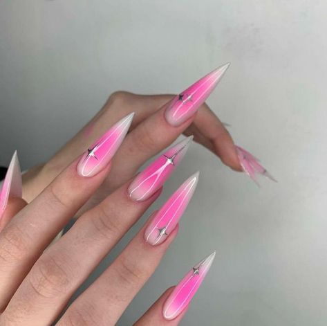 Bright Stiletto Nails, Pink Nails Stiletto, Nails After Acrylics, Acrylic Nails Stiletto, Stilleto Nails Designs, Lilac Nails, Nails Stiletto, Punk Nails, Sassy Nails