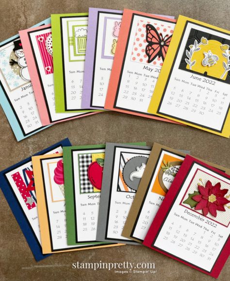 Handmade Desk Calendar, Scrapbook Calendar, Easel Calendar, Calendar Examples, Calendar Cards, Cd Holder, Calendar Stamps, Mary Fish, Calendar Craft